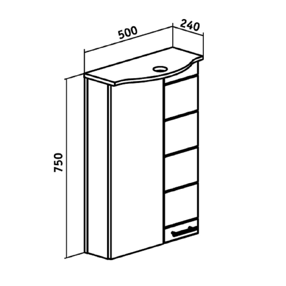 Зеркальный шкаф Runo  Кипарис 50 (00000000800), артикул 00000000800