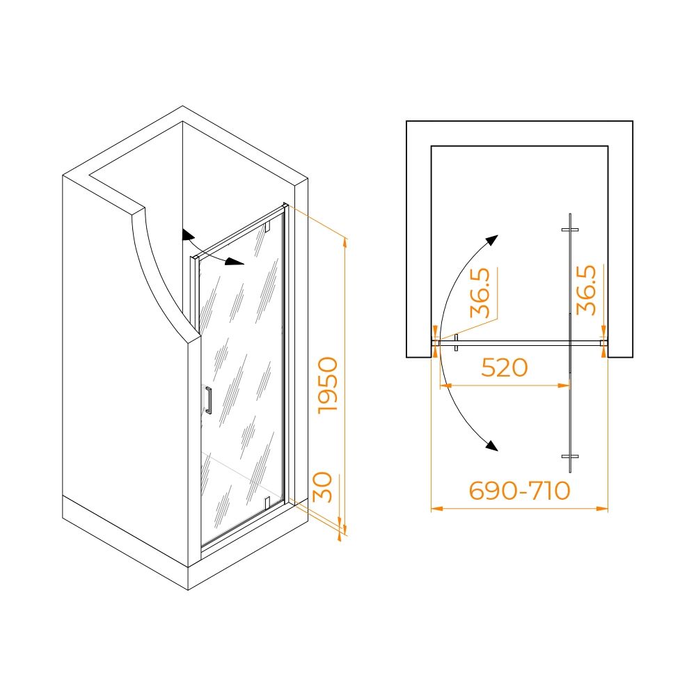 Душевая дверь RGW LE-102 (Прозрачное, 700)