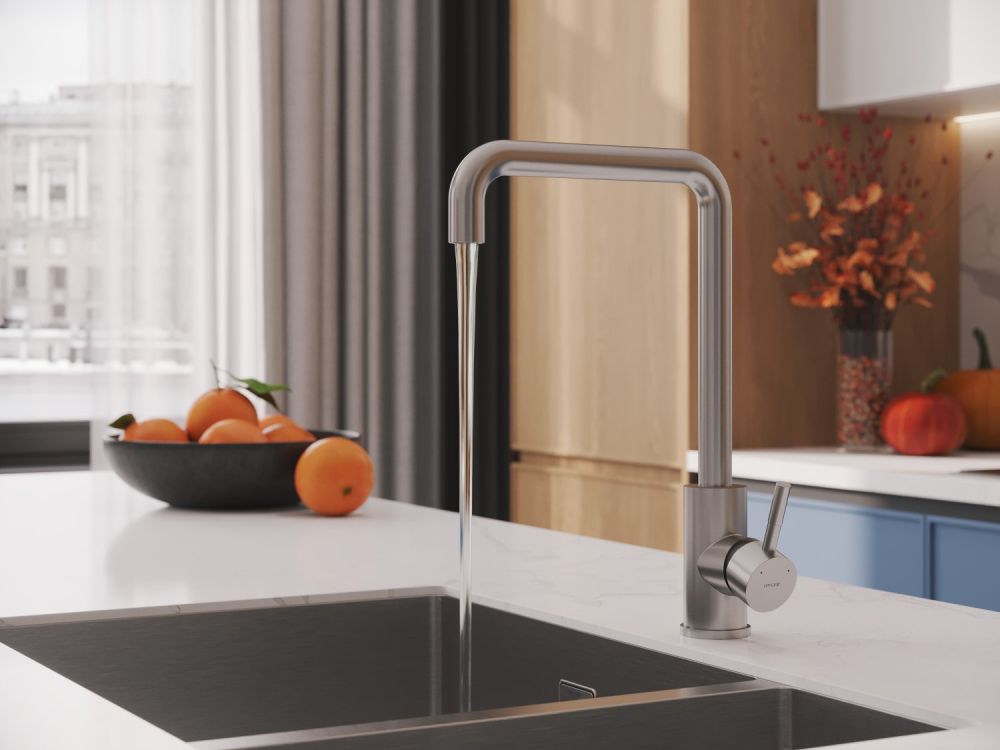 Смеситель для кухни Cersanit COMO однорычажный с п-образным изливом сатин (64845), артикул 64845