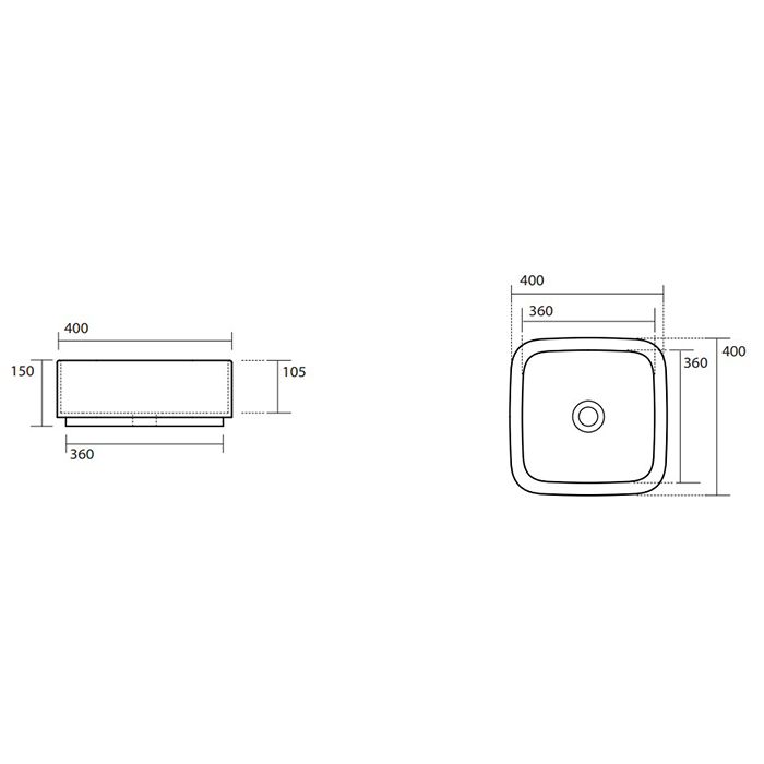 Kerasan  Hako Раковина накладная квадратная 40х40хH15 см, без отв под смеситель, цвет: bruno matte