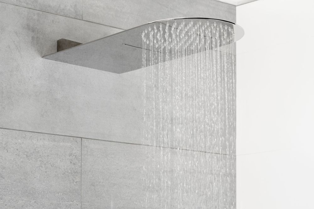 AQG, консольная душевая головка FLOWR2 50x25 см, 2 режима: дождь и каскад, цвет хром, артикул 19FLO0220R2F