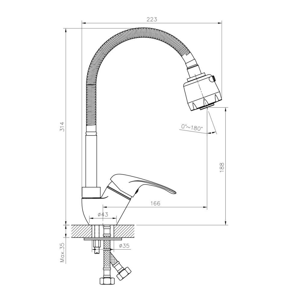Смеситель для кухни Rossinka (A35-26), артикул A35-26