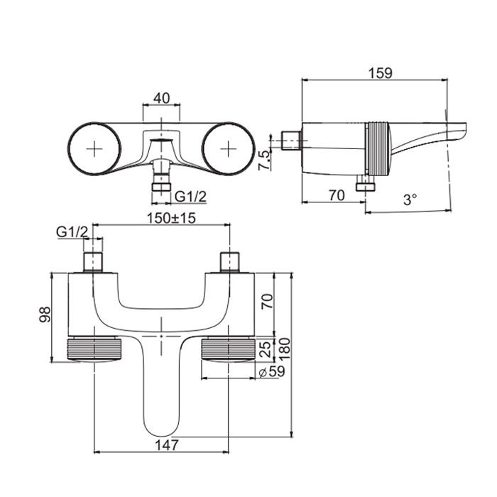 FIMA|Carlo Frattini Texture Collection Смеситель для ванны внешнего монтажа, ручки "H", без накладок, цвет хром