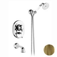 Nicolazzi P.m. Blanc Смеситель для ванны однорычажный, встраиваемый, с изливом 160мм и ручным душем, ручки белая керамика, цвет: бронза