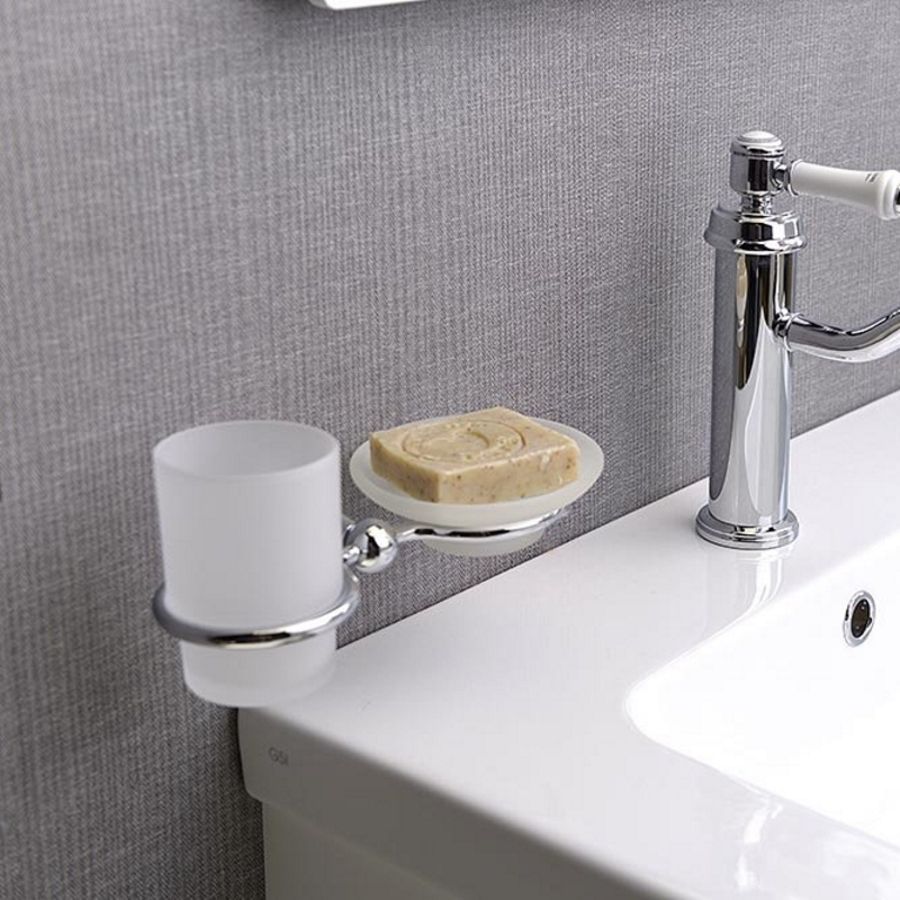 Комплект DIAMOND: Мыльница и стаканчик, с хромированным креплением, Sapho, артикул 1317-04