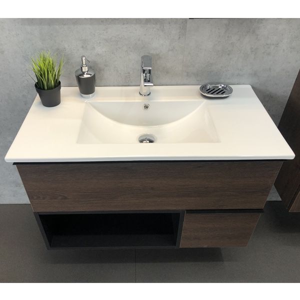 Тумба с раковиной Comforty Франкфурт 75 4150531 подвесная Дуб шоколадно-коричневый Черная матовая Тумба с раковиной Comforty Франкфурт 75 4150531 подвесная Дуб шоколадно-коричневый Черная матовая