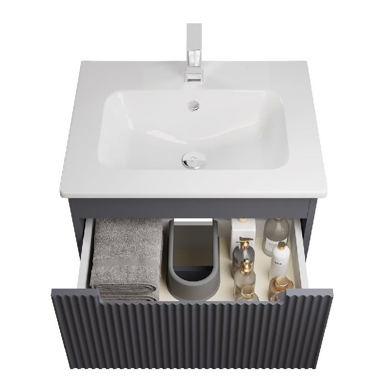 Тумба с раковиной подвесная Dreja Euphoria 60 см, серый базальт, артикул 99.2021-com