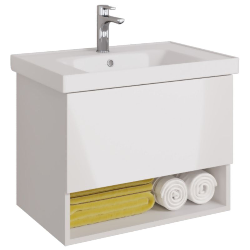 PERFECTO Тумба 70 см подвес. 1 ящ., push-to-open, белый глянец