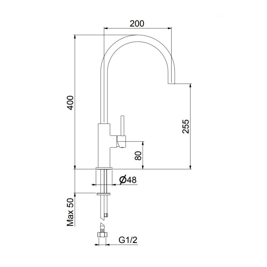 Смеситель для кухни Webert Oblique OB920302560, черный, артикул OB920302560