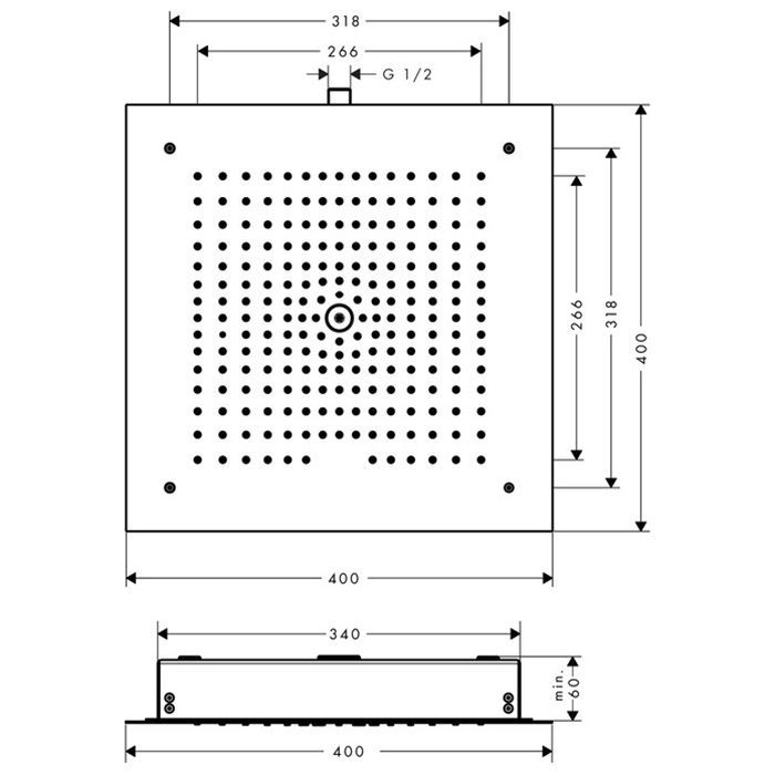 HG Raindance E Верхний душ 400x400мм, встр.в потолок, 1jet, цвет: хром HG Raindance E Верхний душ 400x400мм, встр.в потолок, 1jet, цвет: хром