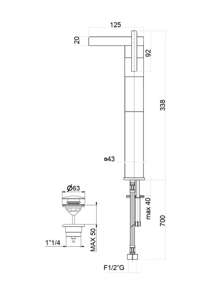 Смеситель для раковины Fiore XS 71CR7704, хром, артикул 71CR7704