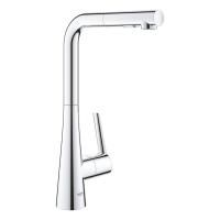 Смеситель для кухни GROHE Zedra с выдвижной лейкой, L-образный излив с 2 режимами струи, хром (32553002) Смеситель для кухни GROHE Zedra с выдвижной лейкой, L-образный излив с 2 режимами струи, хром (32553002)