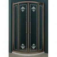 Душевой уголок Cezares Retro R-2 Scorrevole 100x100 RETRO-A-R-2-100-SCORREVOLE-CP-G профиль Золото стекло прозрачное с матовым узором