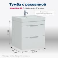 Тумба под раковину Aquanet Ирис new 60 белый глянец (2 ящика) Тумба под раковину Aquanet Ирис new 60 белый глянец (2 ящика)