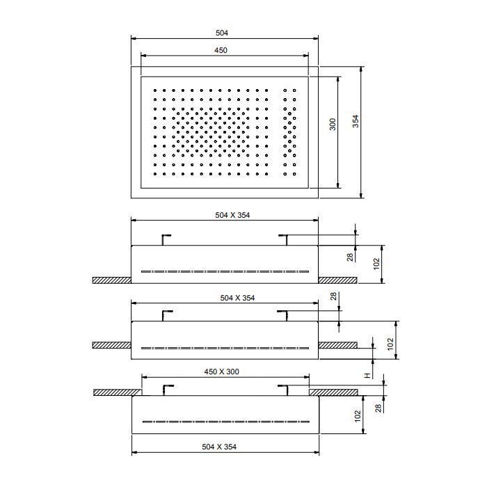 Fantini Acquafit Верхний душ 35х35см потолочный, 50х35см, 2 потока, встр.часть в компл, Matt British Gold PVD
