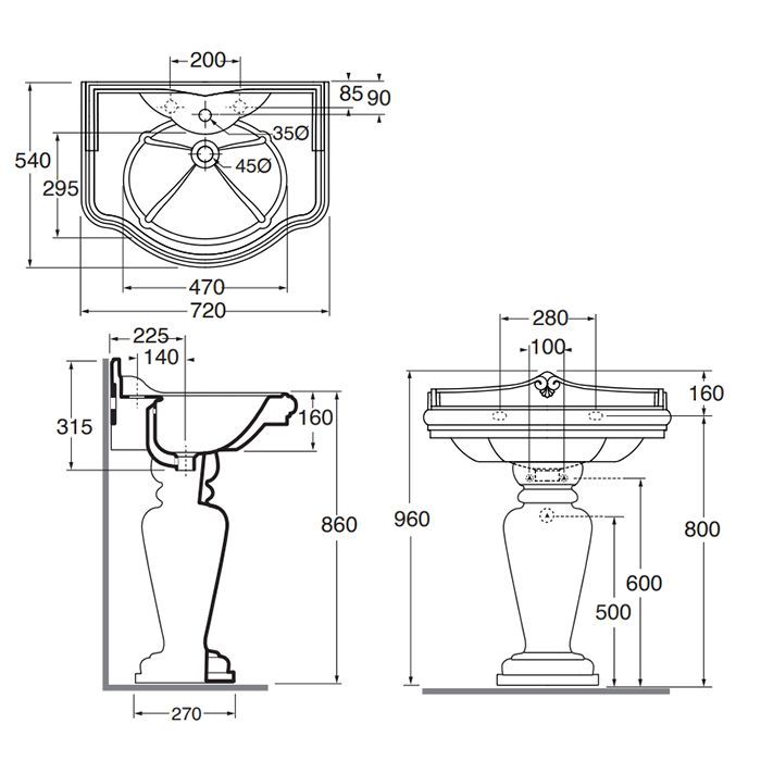 AZZURRA JUBILAEUM Раковина накладная  72х54х32 см, с 1 отв. под смеситель , цвет белый
