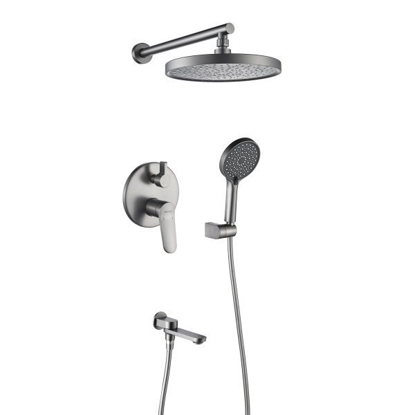 Душевая система встраиваемая Shevanik S4335T, оружейная сталь