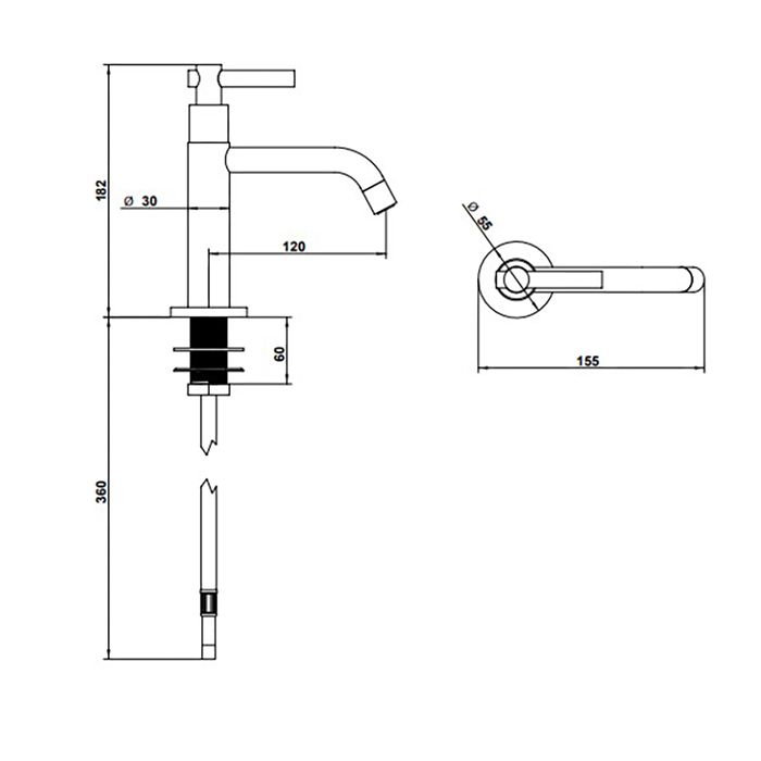 Bongio T Lever Смеситель для питьевой воды, цвет черный