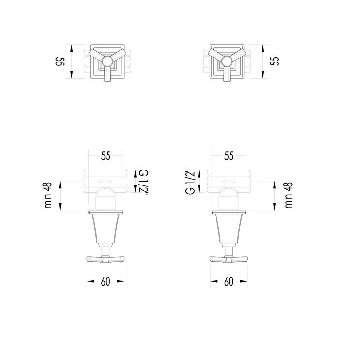 Devon Time Краны запорные (пара) , цвет хром, артикул 2TIME266CR