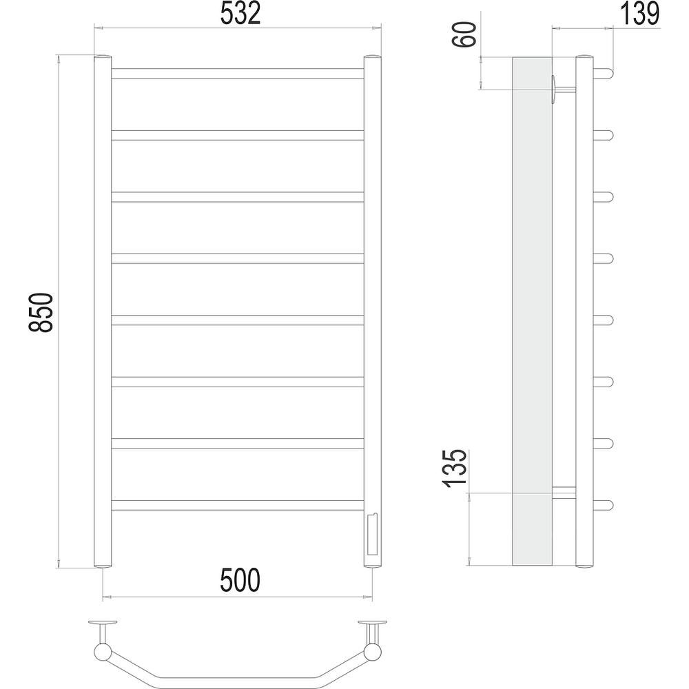 Полотенцесушитель электрический Terminus Виктория П8 50х85, артикул 4670078531216