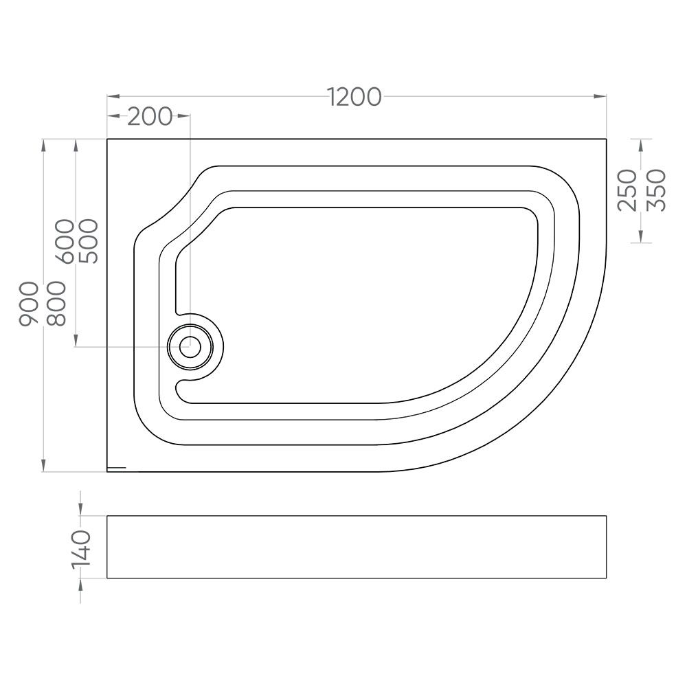 Душевой поддон Veconi Tezeo acrylic TZ-13L, 1200x800x140, акрил, белый
