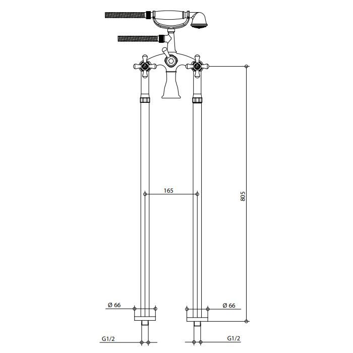 Bongio Axel Смеситель для ванны, цвет золото