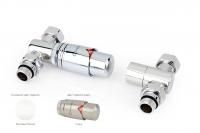 Автоматический терморегулятор прямой G 1/2" НР х G 3/4" НГ (набор) (Матовый белый - Сталь)