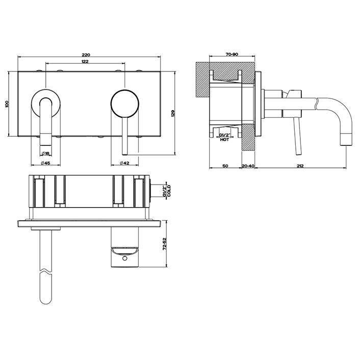 Gessi Emporio Via tortona Bнешняя часть для настенного смесителя с длинным изливом, без донного клапана, цвет: Finox Brushed Nickel, артикул 44827#149