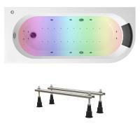 Гидро-аэромассажный комплект с хромотерапией 6 в 1 Lavinia Boho Art II 36367HAC, акриловая ванна 170x72,5 см (левый разворот), ножки с монтажным набором, подголовник, хромотерапия, аэромассаж, гидромассаж