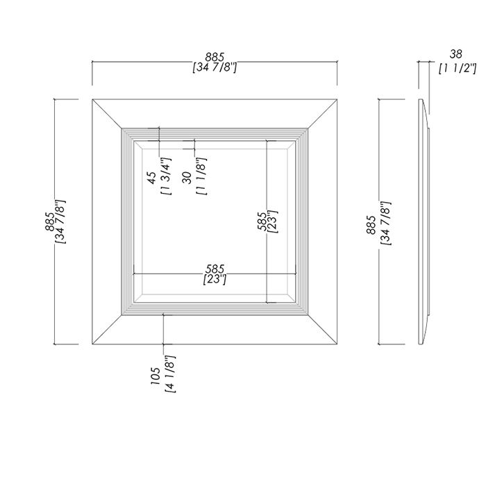 Devon Season/Clarence Зеркало квадратное (88,5хh88,5см), рама цвет: DARK GREY полуглянцевый