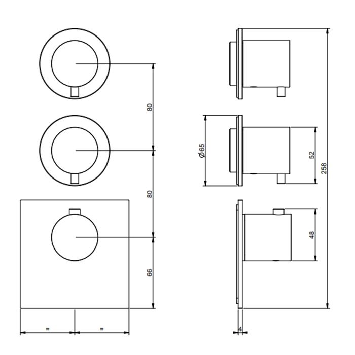 GESSI 316 Встраиваемый термостатический смеситель на 2 источника, резьба 3/4'' (внешние части), цвет: Black XL