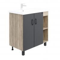 Тумба Onika Тимбер 80 напольная, серая мат./дуб сонома, правая (ум. Фостер 80 Пр.)