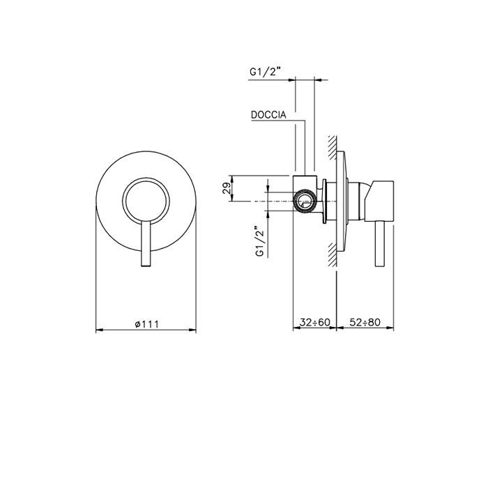 Внутренняя часть, Nicolazzi, однорычажного смесителя для душа