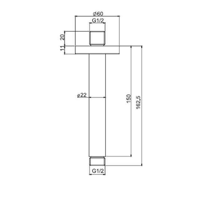 Fima Carlo Frattini Wellness Держатель верхнего душа 150 мм., потолочный монтаж, цвет: чёрный матовый