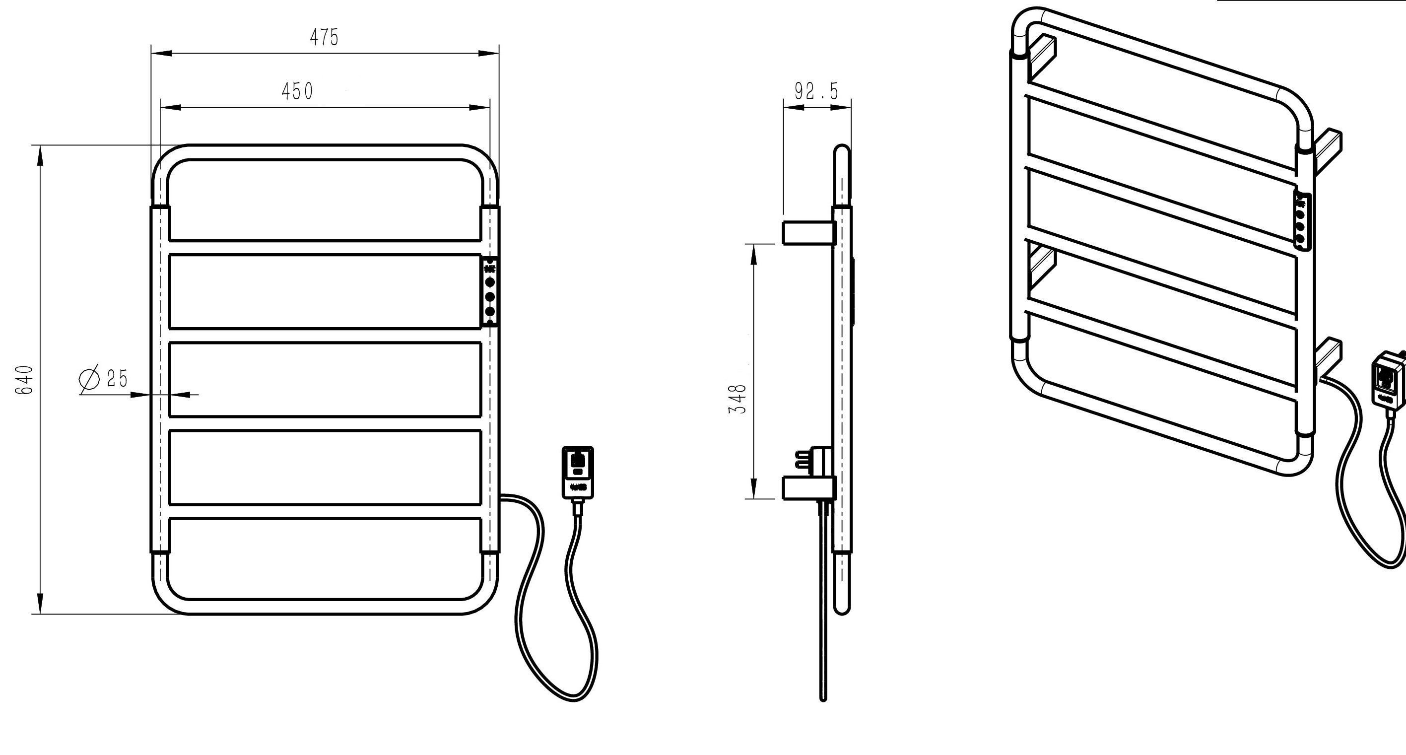 Полотенцесушитель электрический WONZON & WOGHAND WISMAR, Брашированный никель (WW-AL201-BR)