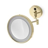 OASIS SQUARE Зеркало косметическое Ø220х410 мм., настенное, увеличение х3, с подсветкой, цвет золото