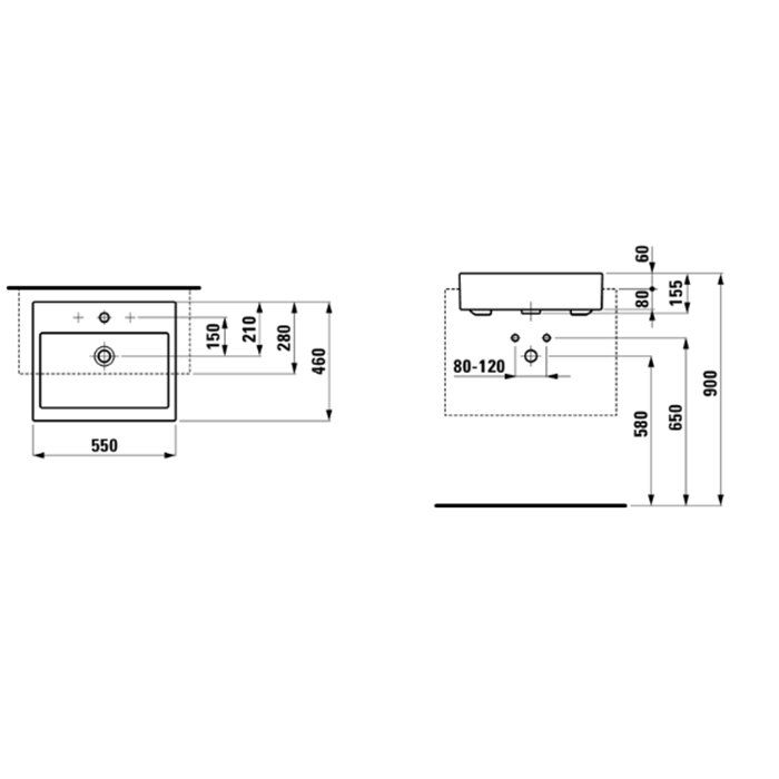 Laufen Living City Раковина 550x460х140мм, полувстр. с 1 отв. под смеситель, полувстраив., цвет: белый Laufen Living City Раковина 550x460х140мм, полувстр. с 1 отв. под смеситель, полувстраив., цвет: белый