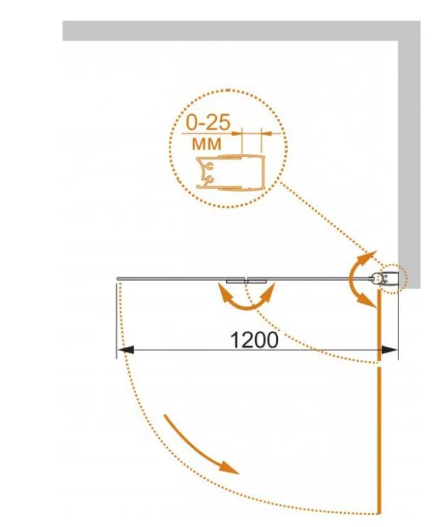 Шторка на ванну Cezares ECO-O-V-21-120/140-P-Cr-R профиль Хром стекло рифленое