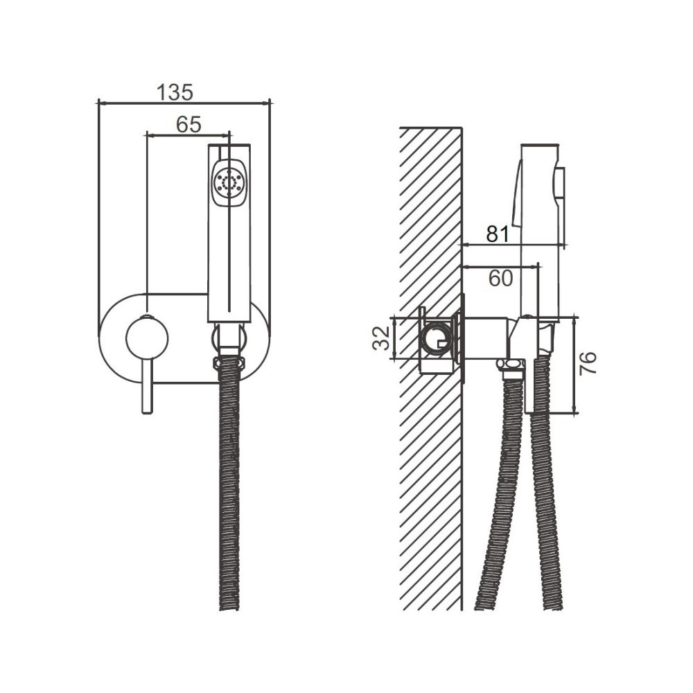 Гигиенический душ со смесителем BELZ B55807-7, черный
