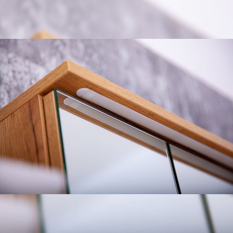 Зеркальный шкаф Бриклаер Форест 80 с подсветкой Антрацит со вставкой Пенёк