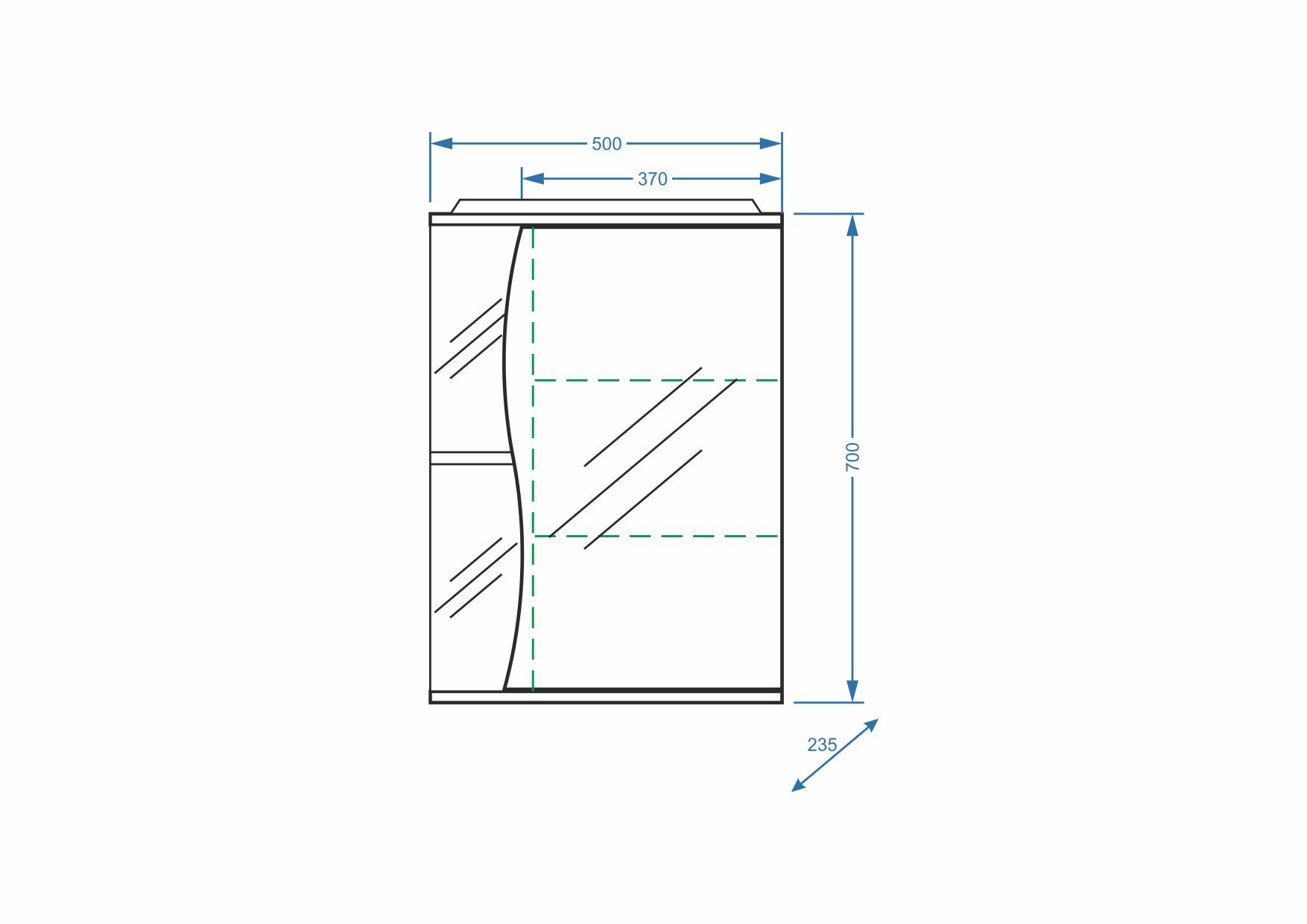 Зеркало-шкаф "Верея 50/С", правое