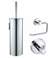 Набор аксессуаров из 3 предметов (крючок, держатель для бумаги, ершик) WONZON & WOGHAND, Хром (WW-8100-CR) Набор аксессуаров из 3 предметов (крючок, держатель для бумаги, ершик) WONZON & WOGHAND, Хром (WW-8100-CR)