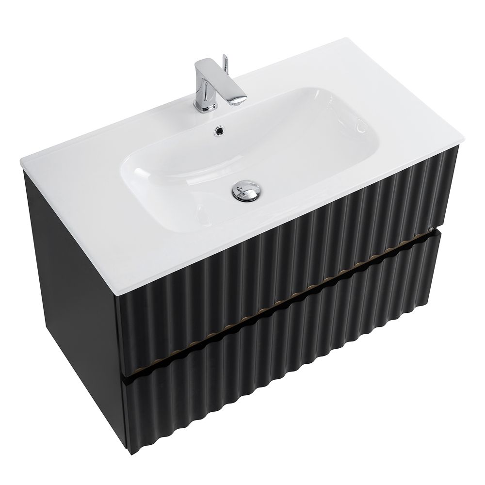ELEGANT База под раковину подвесная с двумя выкатными ящиками, с LED подсветкой ручек. Чёрный матовый, 870x469x550 AM-ELEGANT-900-2C-SO-NM-LED, артикул AM-ELEGANT-900-2C-SO-NM-LED