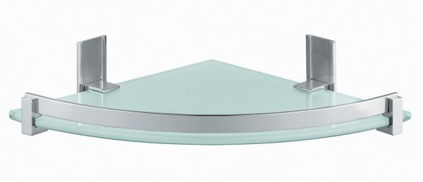 Gedy, стеклянная полукруглая 1-уровневая полка с бортиком (26х26хh5,8), цвет зачищенный хром