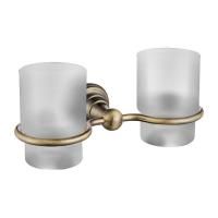 Стакан DIAMOND для зубных щеток (2шт.), стекло мат. с двойным держателем, бронза, Sapho