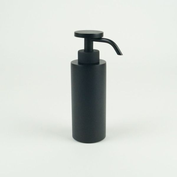 Surya Metall, круглый металлический дозатор 5х5хh17 см с помпой V6, цвет черный матовый