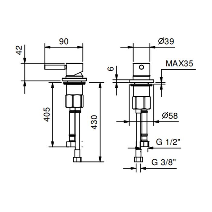 Fantini Nostromo Управление на борт ванны, цвет: черный матовый