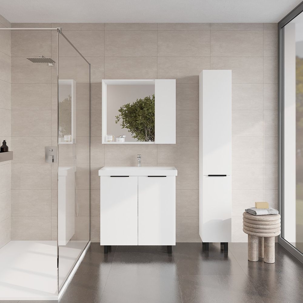 Тумба VIANT "Берлин" 2 ств белая 441х766х820 под раковину .S-UM-MOD80/1 (MODUO 80) (VBER80MDBEL-T2ST), артикул VBER80MDBEL-T2ST