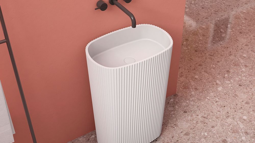 Zenon Olympia, напольная раковина закругленной формы с рельефом, 55х36хh85 см, цвет белый матовый, артикул 4000.000.000.000.39681