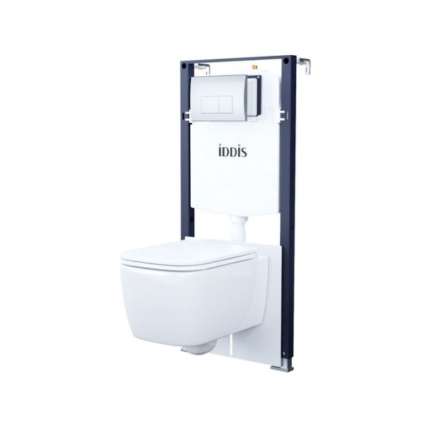 Комплект 3в1: подвесной унитаз, инсталляция и клавиша смыва, IDDIS, BASBR01i73